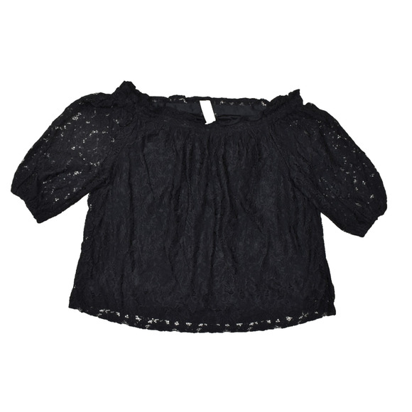 Lane Bryant Black Lace Off Shoulder Top Blouse Plus Size 26/28 Nylon NEW - Picture 1 of 8